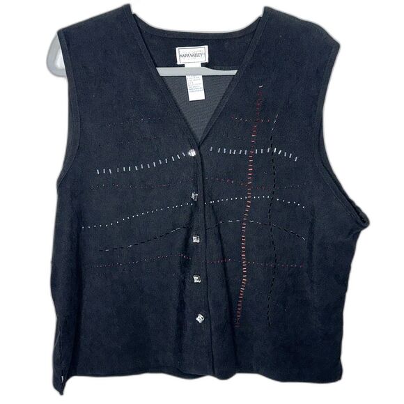 VTG Napa Valley Womens Vest Size Large Black Beaded Gem Buttons - Picture 1 of 5